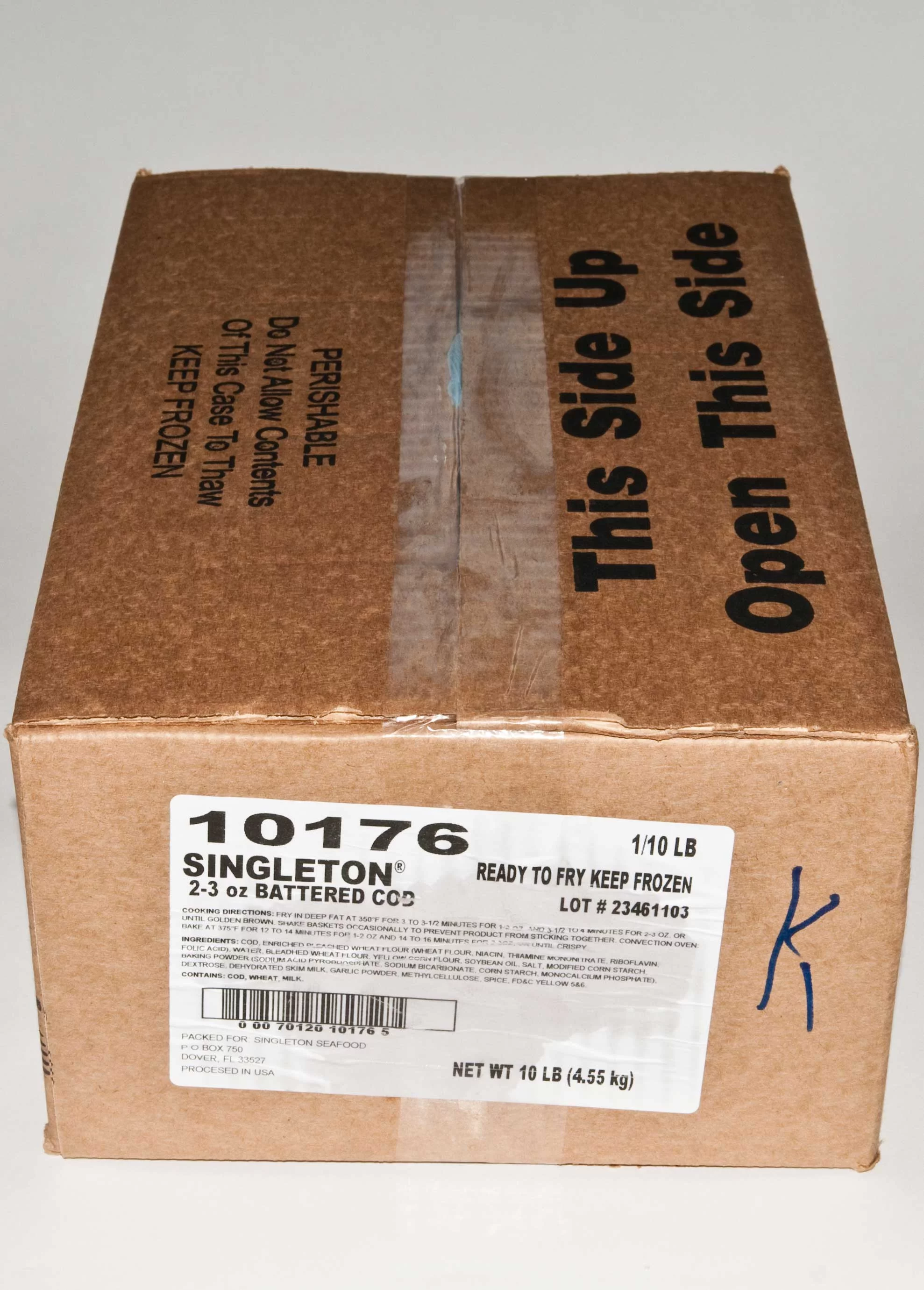 Singleton Natural Hand Cut Beer Battered Cod Fillet, 10 Pound -- 1 each