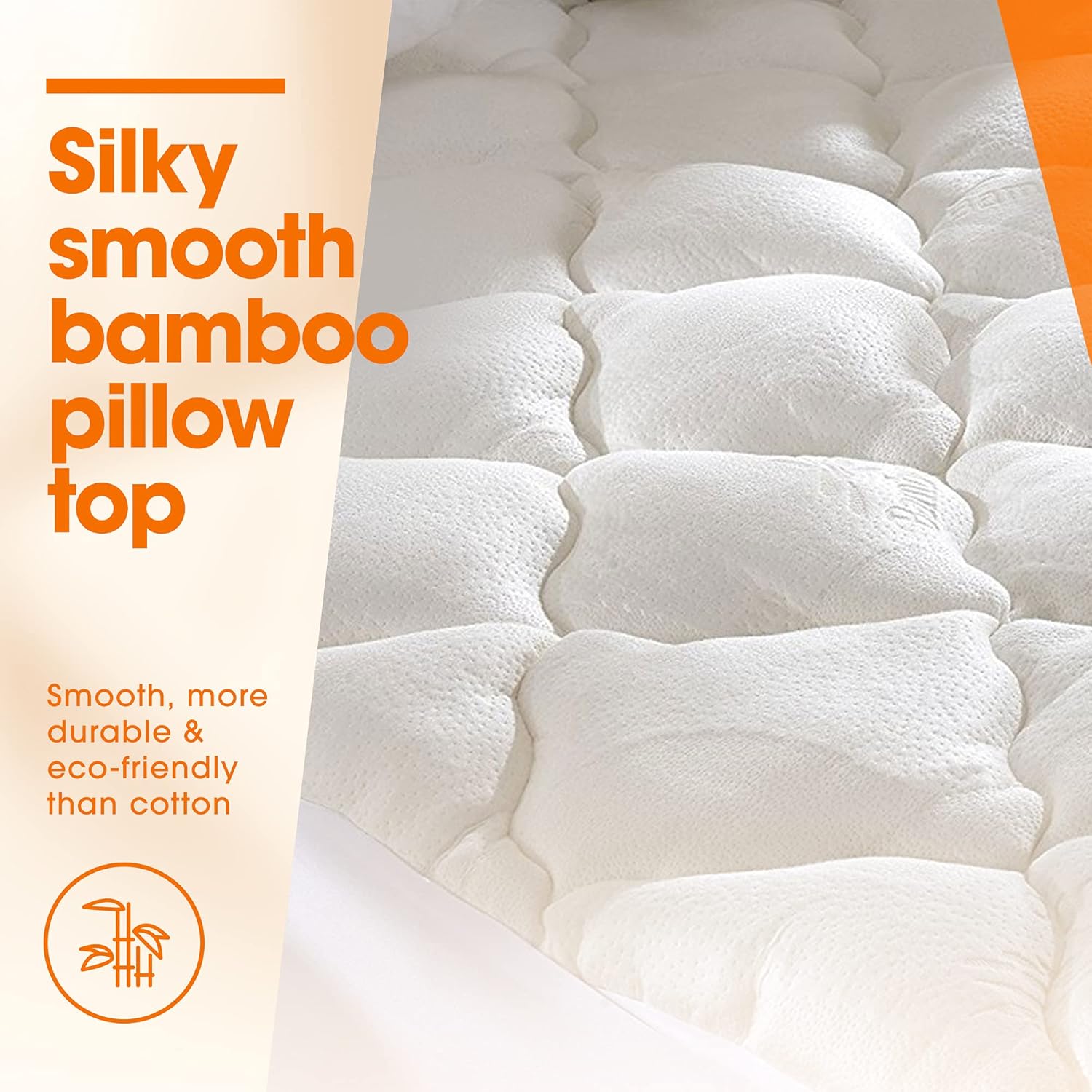 Cheer Collection Soft and Plush Bamboo Fitted Mattress Topper - California King - Plush Eco Friendly Protector Cover for Bedding