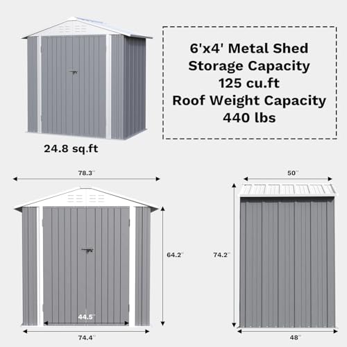 Greesum 5×3 FT Outdoor Storage Shed, Metal Storaged Sheds Without Floor, Tool Sheds with Lockable Doors and Sloping Roof for Garden, Patio, Backyard