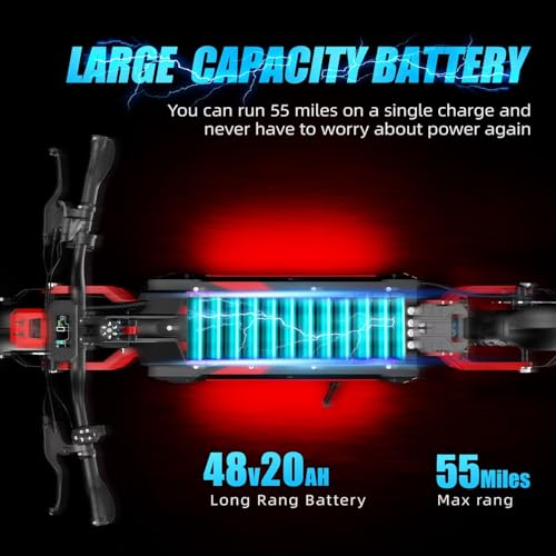 V2 5600W Dual Motor Electric Scooter for Adults, 48V20AH Lithium Battery, Up to 45MPH, 55 Miles Range, Dual Suspension, Dual Brakes, 3 Speed Modes