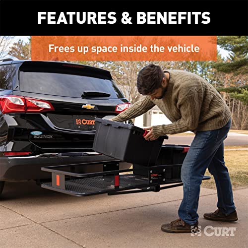 CURT 18152 60 x 24-Inch Basket Hitch Cargo Carrier, 500 lbs Capacity, Black Steel, 2-in Fixed Shank