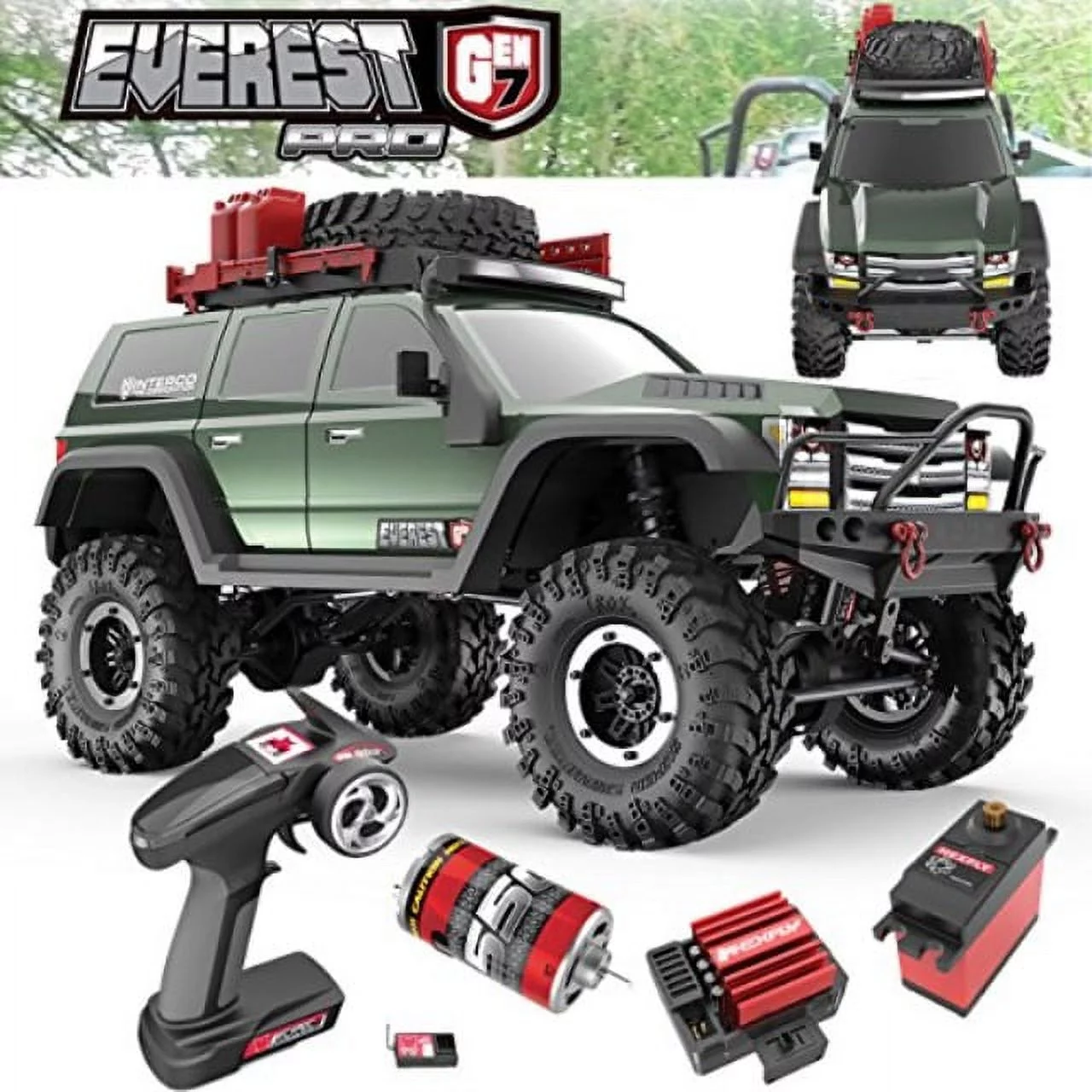 Redcat Racing RER09588 Everest Gen7 Pro 1 by 10 Scale 4 x 4 Truck, Green