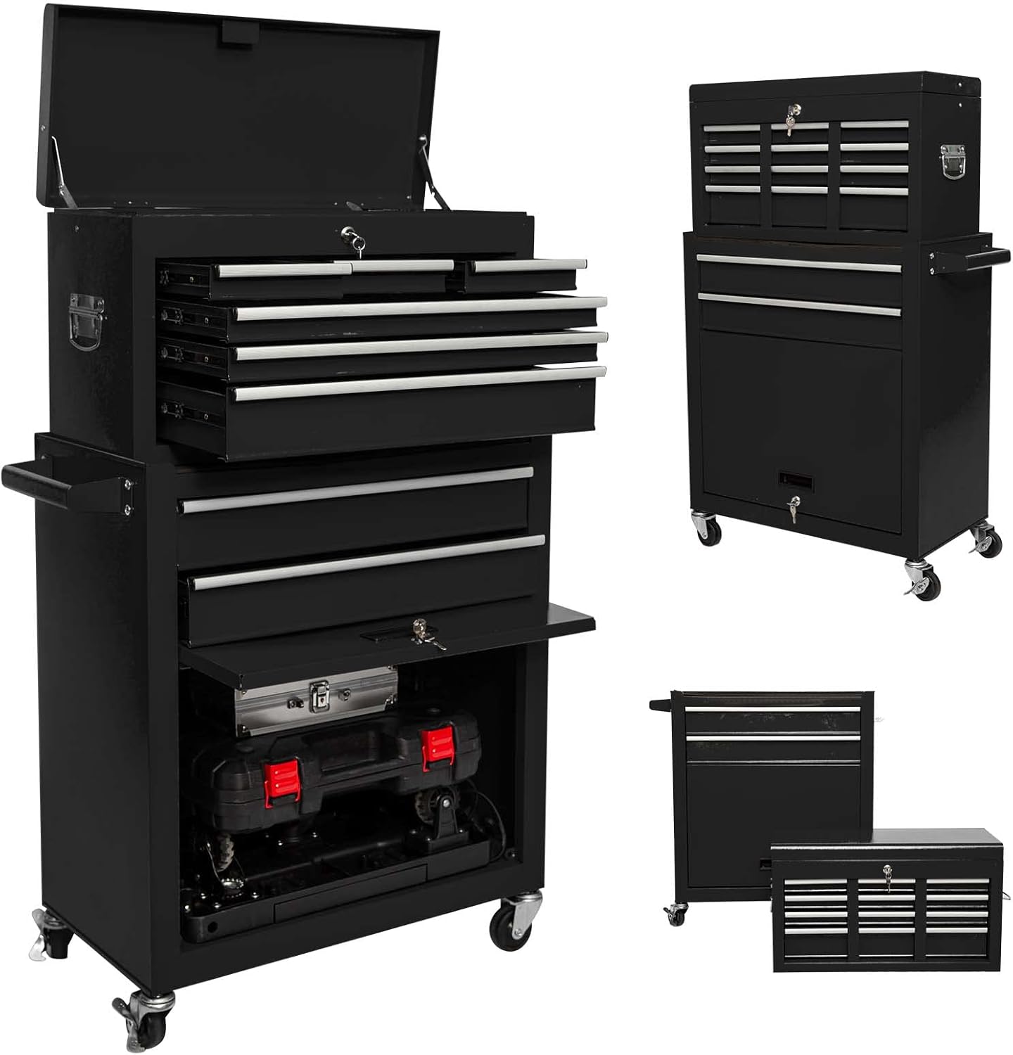 High Capacity 8-Drawer Rolling Tool Chest,Large Removable Portable Tool Chest and Tool Storage Cabinet