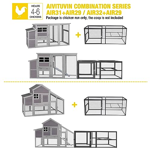 Aivituvin 71" Chicken Coop Run Extension Metal Frame with Perches, Outdoor Rabbit Run Duck House Enclosure with Detachable Door