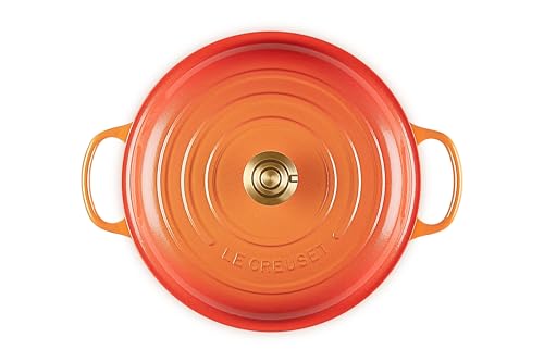 Le Creuset Enameled Cast Iron Signature Oval Dutch Oven, 15.5 qt., Flamme Doree with Crucible Knob