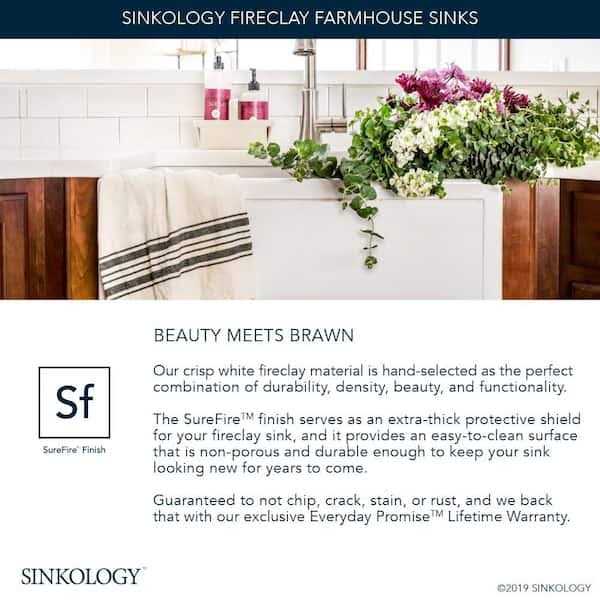 Sinkology Josephine 34 Quick-Fit Drop-In Farmhouse Single Bowl Fireclay Kitchen Sink - Shop Hardware Tools Online Store