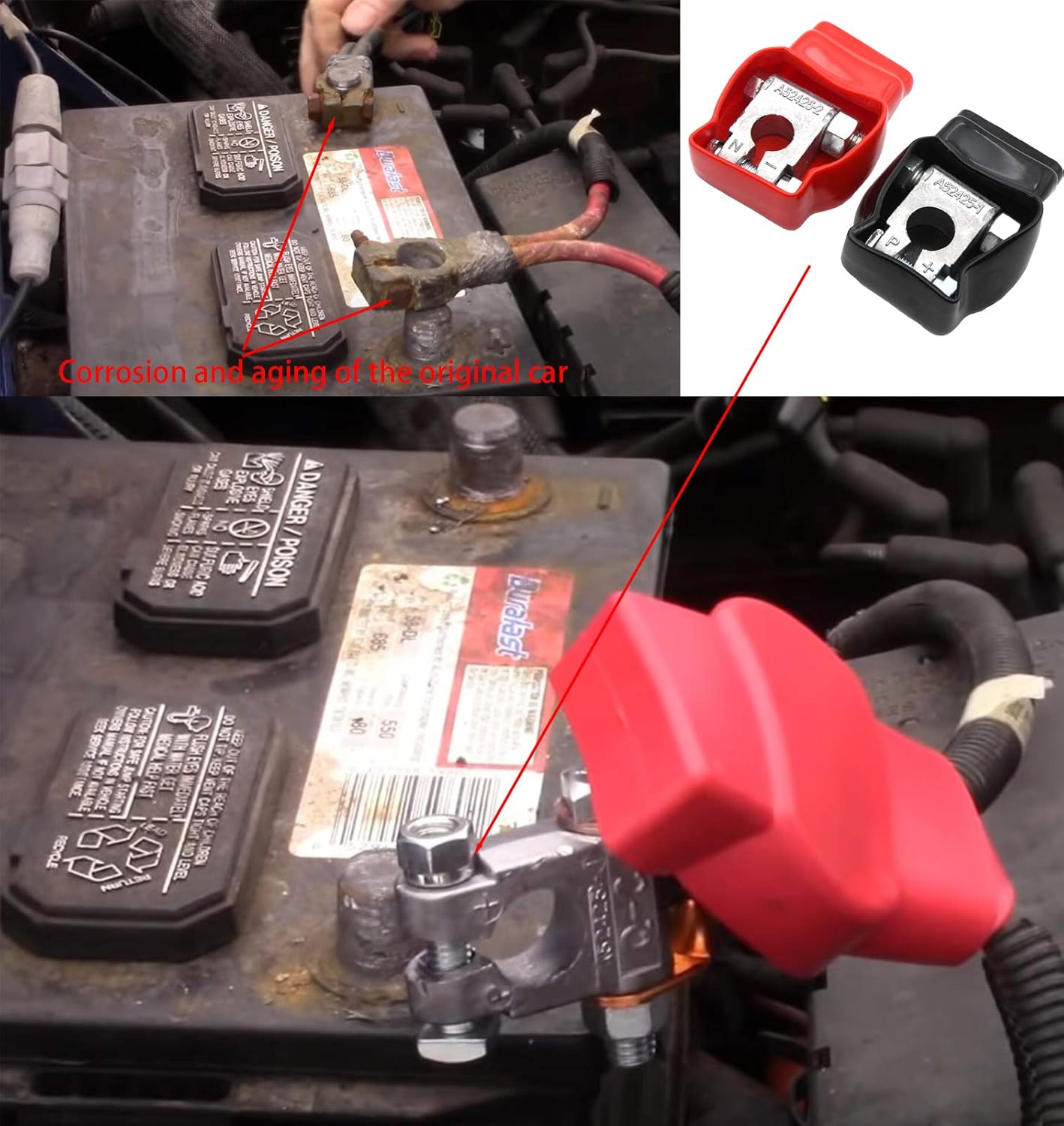 Military Spec Battery Terminal Positive and Negative Connectors for Marine Car Boat RV,Vehicles (1 Pair)