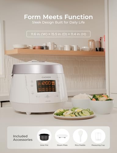 CUCKOO CRP-P0609S 6-Cup (Uncooked) / 12-Cup (Cooked) High Pressure Rice Cooker & Warmer with Nonstick Inner Pot, 12 Menu Options, Fuzzy Logic Tech