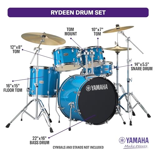 Yamaha Rydeen 5pc Shell Pack with 22" Bass Drum, Mellow Yellow