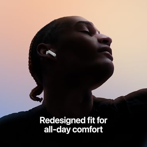 Apple AirPods 4 Wireless Earbuds, Bluetooth Headphones, Personalized Spatial Audio, Sweat and Water Resistant, USB-C Charging Case, H2 Chip
