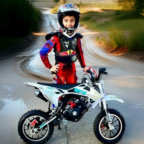 SYX MOTO 60cc Dirt Bike, Gas Powered 4-Stroke Mini Motocross Motorcycle, Dirtbike for 8-14, Off-Road Pull Start Pit Bike with Speeds up to 22 MPH