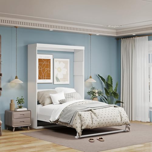 Black Wood Full Size Murphy Bed, Murphy Bed Full Space-Saving Wall Beds