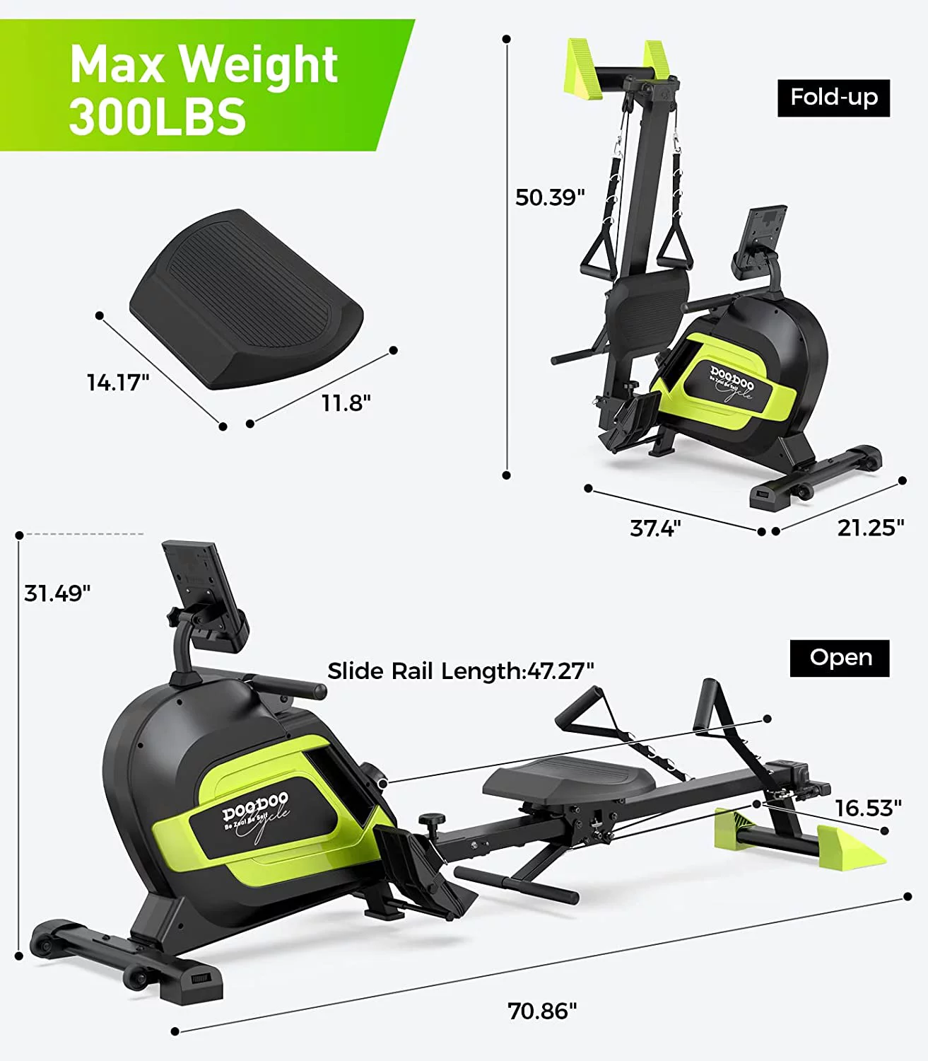 pooboo Rowing Machine Bluetooth 14 Levels Max 350 LBS Magnetic Rower with LCD Monitor, Tablet Holder, Upgraded Rowing Machines for Home use
