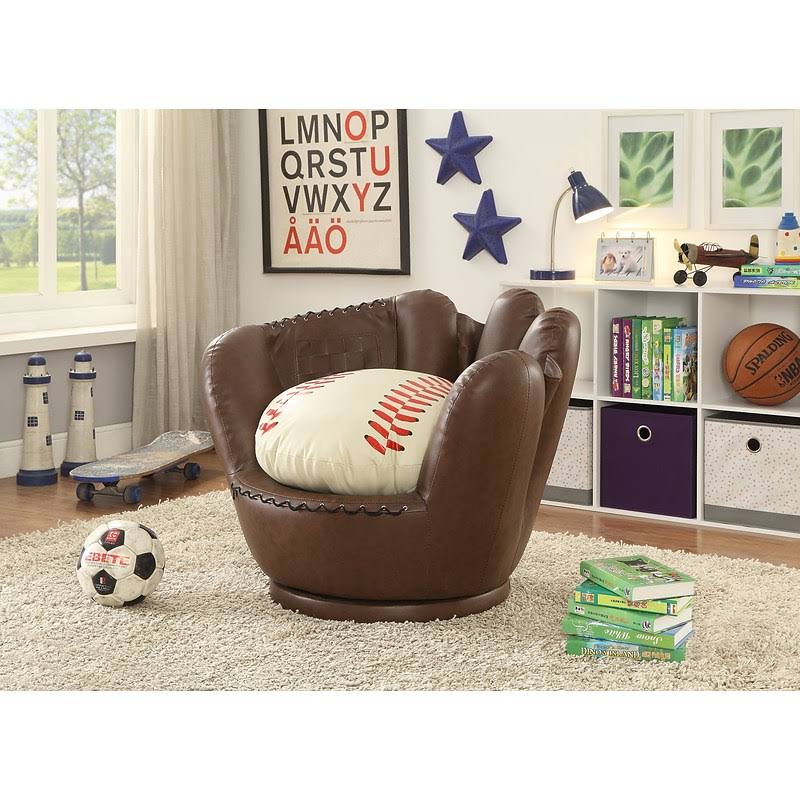 Crown Mark Baseball Glove Kids Faux Leather Chair