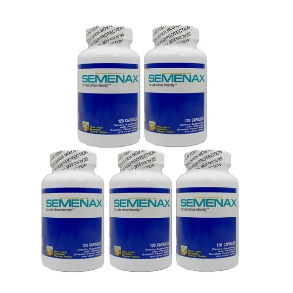 Semenax - 5 Bottles (120ct) Supplement With Vitamin E and Swedish Flower Pollen - Kansas Nuitrition - HNZSDS