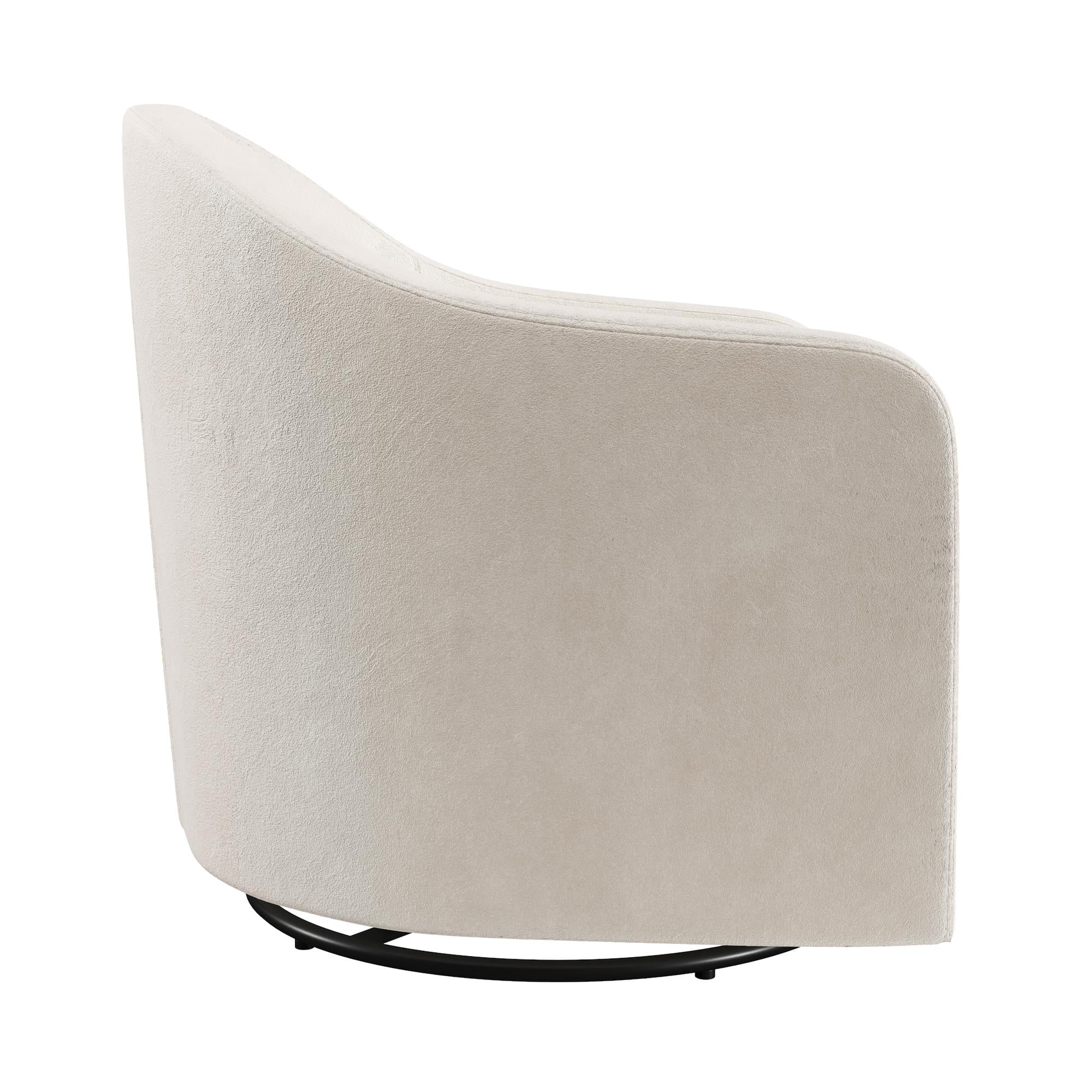 DHP Gentle Swivel Curved Accent Chair, Ivory Velvet