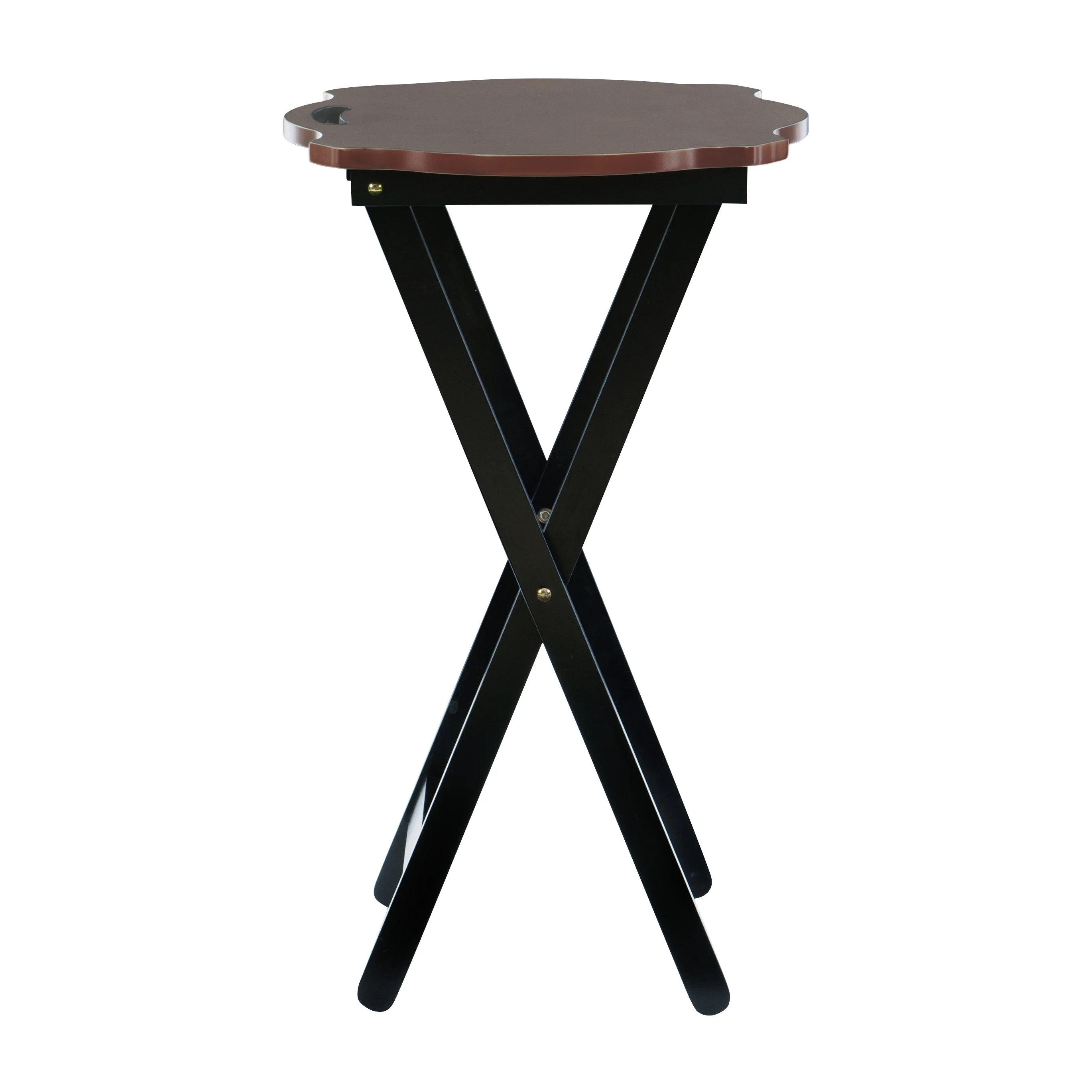 Powell Serpentine 5-Piece Indoor Folding Side Table, Snack, or TV Tray Set with Stand, 26" Tall, Hazelnut/Black