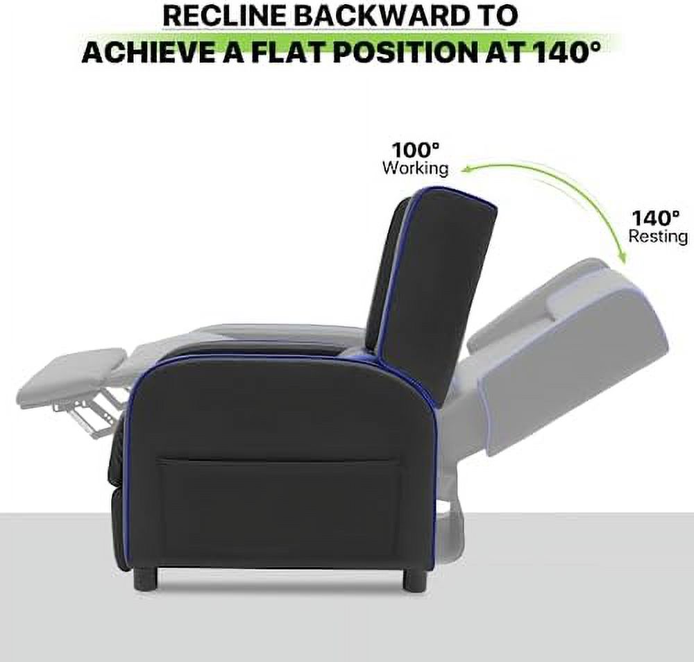 Recliner Chair With Adjustable Backrest And Footrest, Lumbar Support And Side Pocket