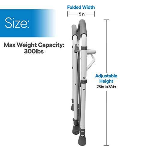 RMS Toilet Safety Frame u0026 Rail - Folding u0026 Portable Bathroom Safety Handrail Grab Bar - Adjustable Height (White)