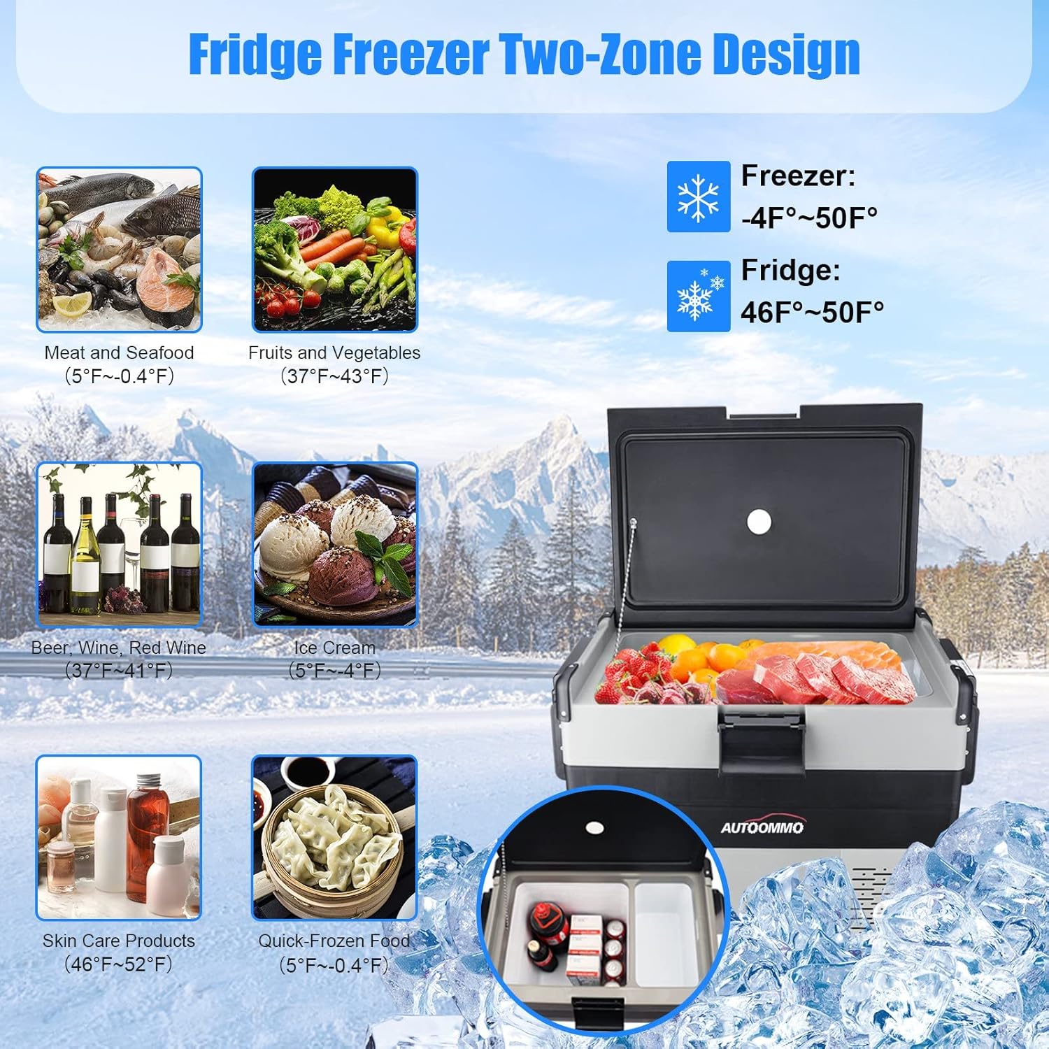 12 Volt Refrigerator - AUTOOMMO 44 Quart Car Refrigerator (-4℉~50℉)