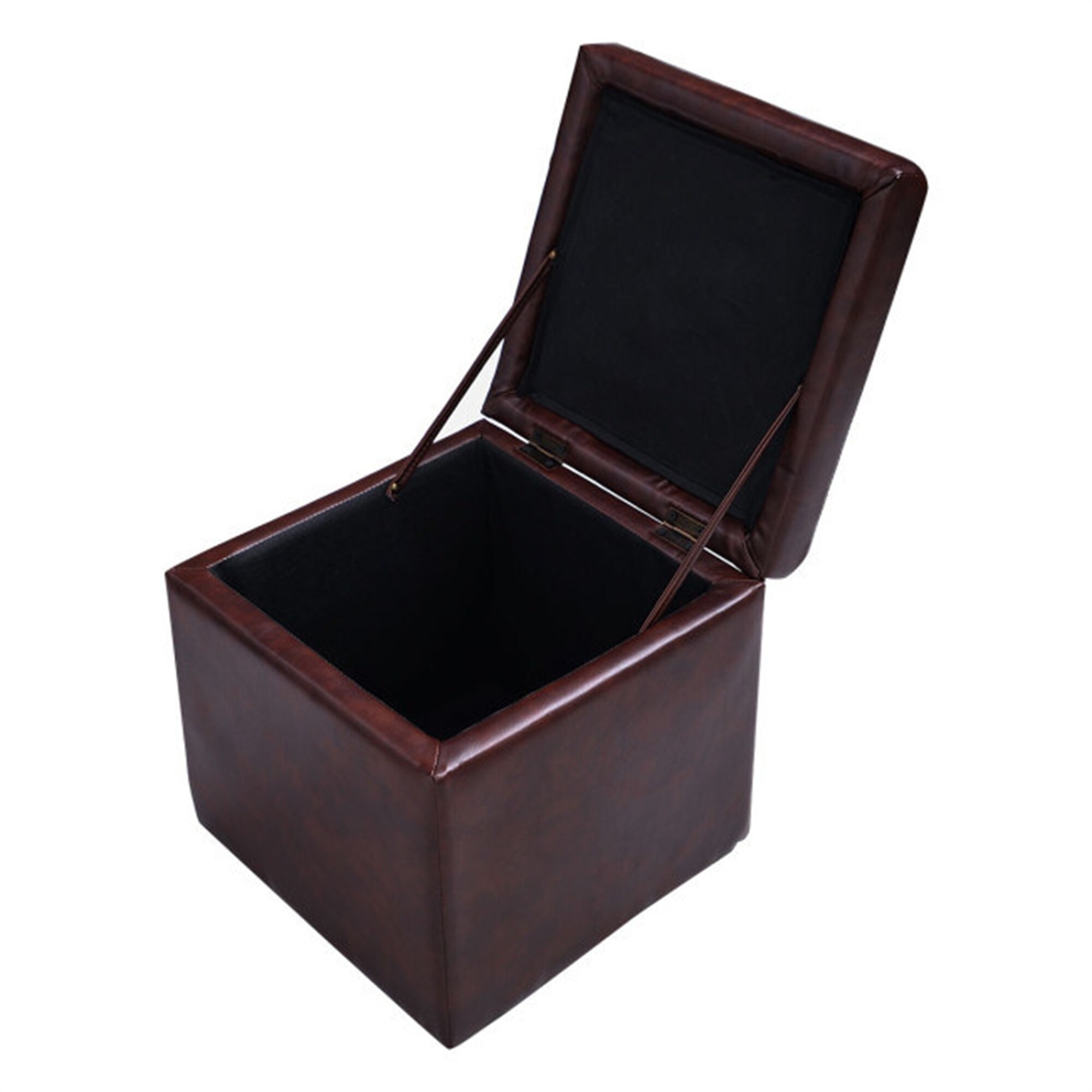 BESTCOSTY Ottoman Pouffe Storage Box Lounge Seat Footstools 16 Inch PU leather Brown
