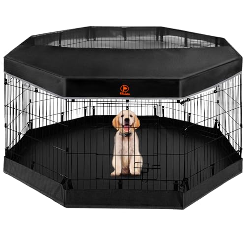 PJYuCien Dog Playpen - Metal Foldable Dog Exercise Pen