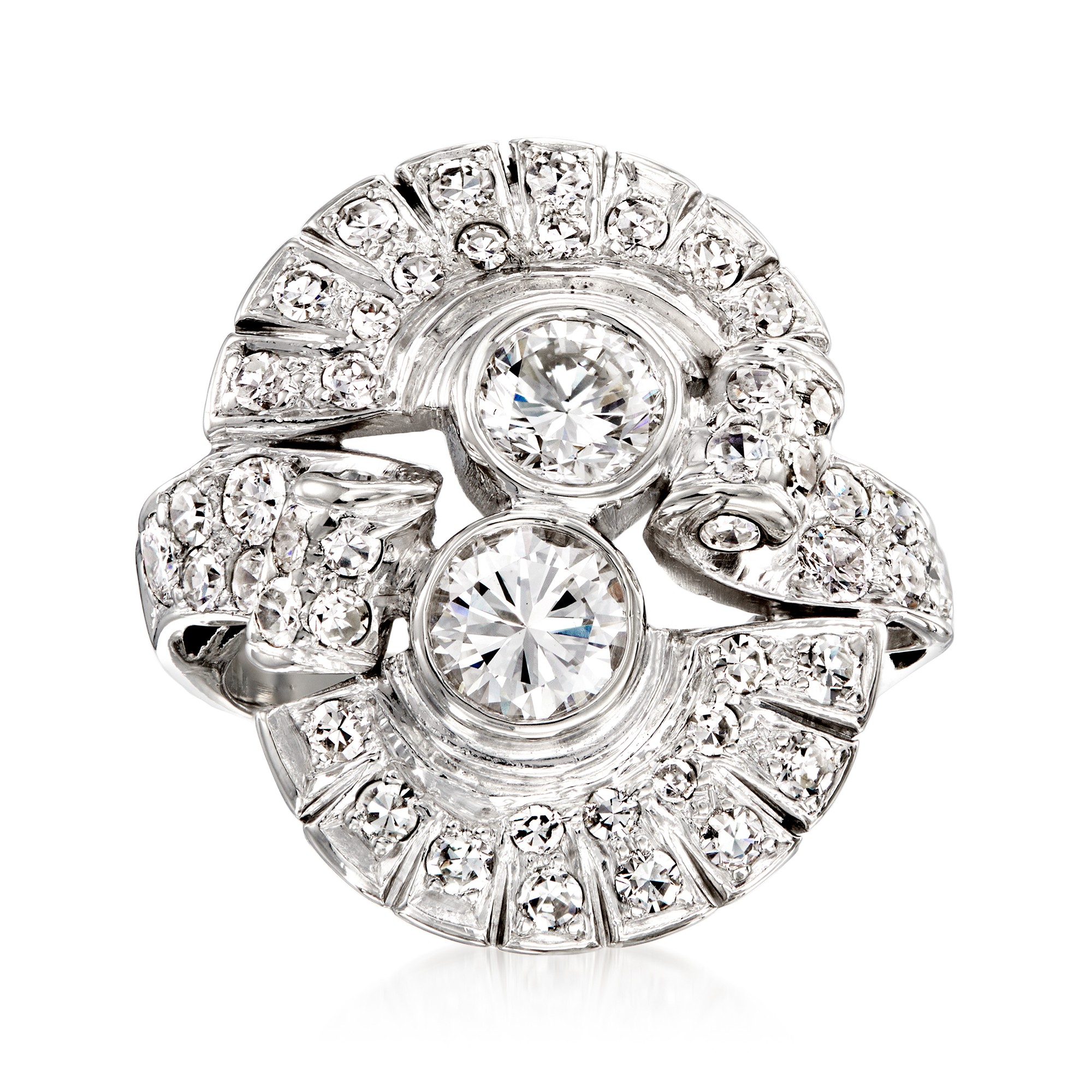 Pre-Owned Ross-Simons C. 1950 Vintage 1.90 ct. t.w. Diamond Cocktail Ring in Platinum, Women's, Adult, (Good)