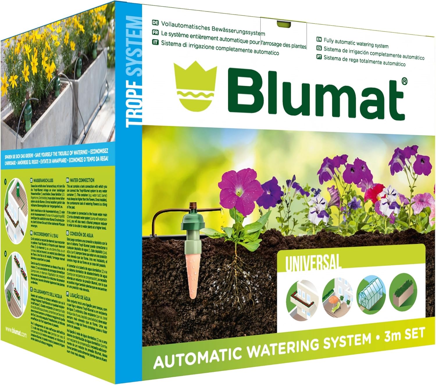 Blumat Drip System - 6 Pack Small Kit with Reservoir - Smart Automatic Watering System, Great for Vacation, Made in Austria