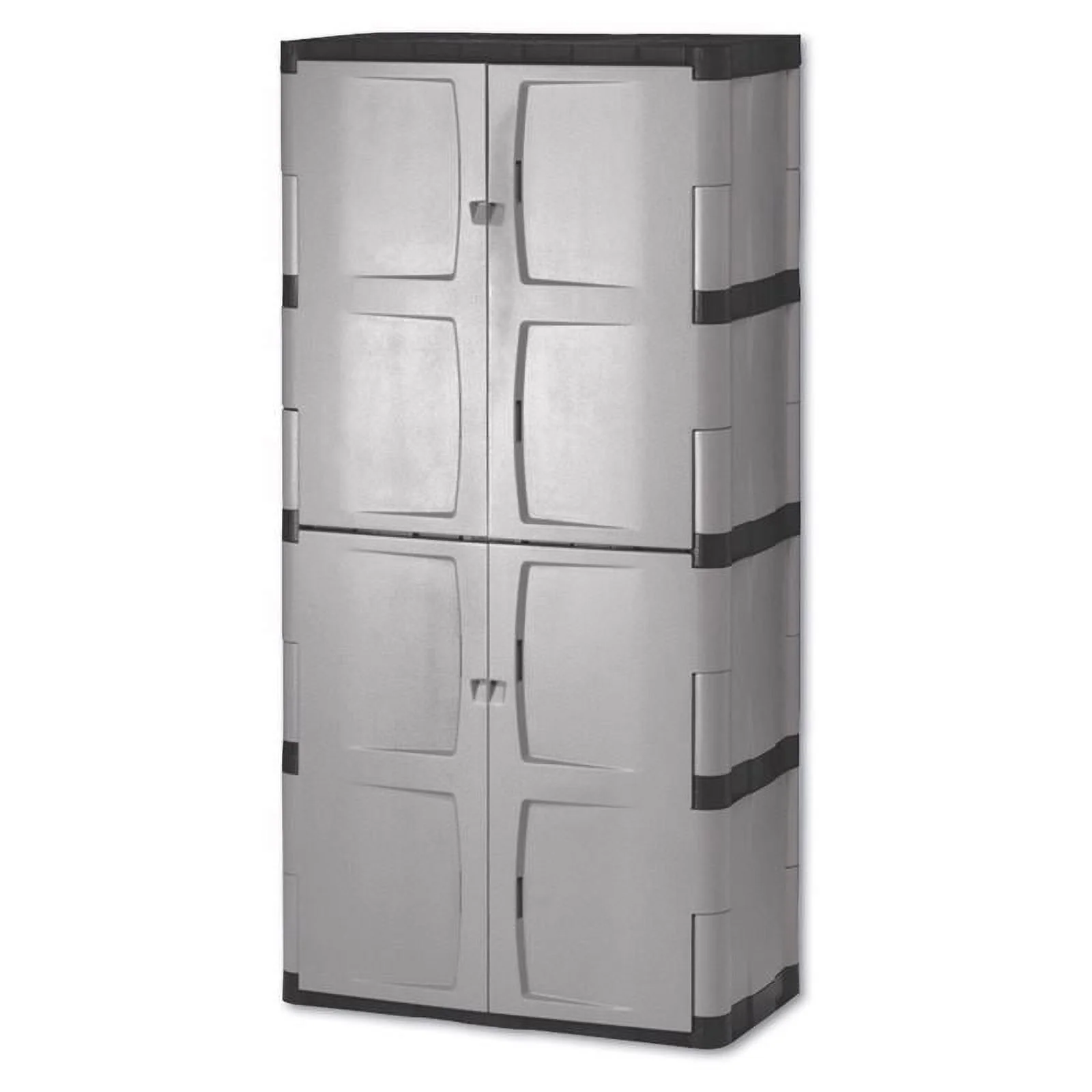 Rubbermaid Double-Door Storage Cabinet - Base/Top, 36"W x 18"D x 72"H, Gray/Black