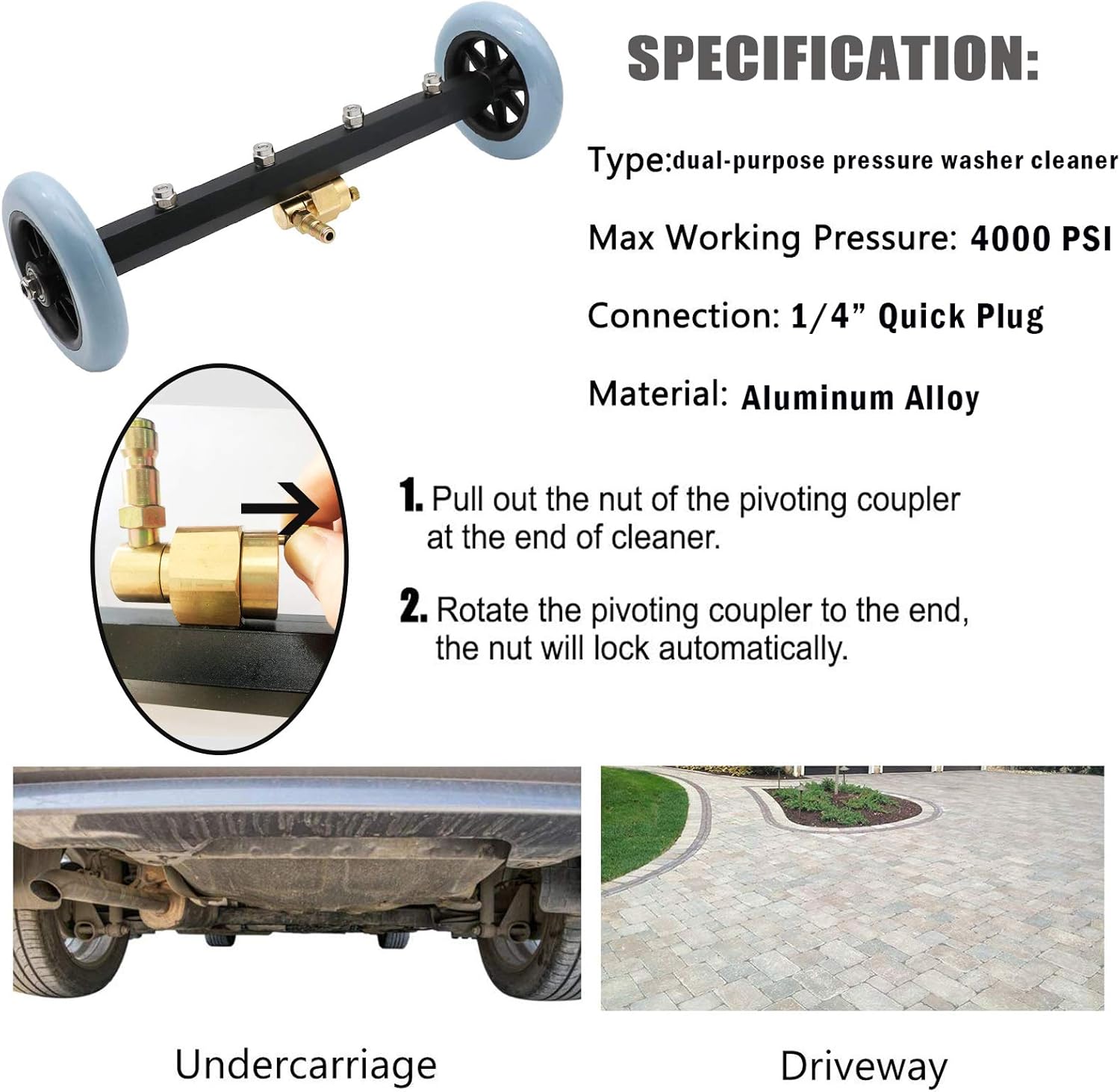 SANKUU Dual-Function Undercarriage Pressure Washer, 16'' Pressure Washer Undercarriage Cleaner Water Broom