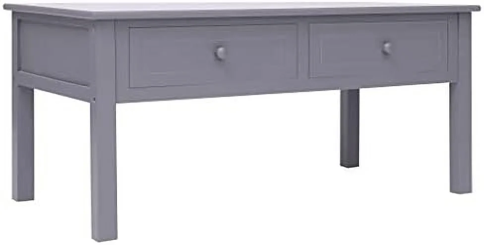 YZboomLife Wood Coffee Table with 2 Drawers - Gray Paulownia and Poplar  - Scandinavian and Farmhouse Style