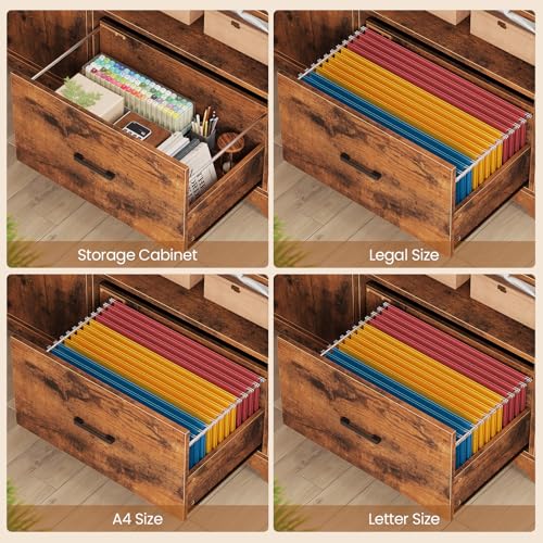 SEDETA L Shaped Standing Desk, Reversible Computer Office Desk with Drawers & Hutch
