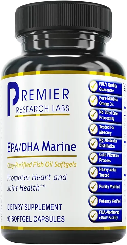 Sponsored Ad - Premier Research Labs EPA DHA Marine Softgels - Omega 3 Fish Oil, EPA DHA Omega 3 Supplement, Fatty Acids for Women & Men, Natural