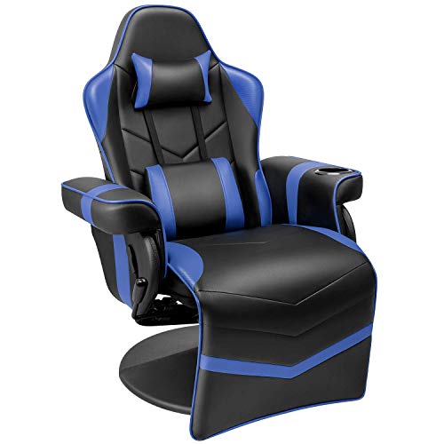 Homall Computer Racing Style Pu Leather Ergonomic Adjusted Reclining Video Gaming Single Sofa Chair with Footrest Headrest and Lumbar Support (Black)