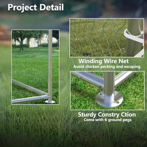 BOSSIN Metal Chicken Coop with Waterproof Cover, Poultry Cage Spire Shaped Coop, Walk-in and Heavy Duty Design