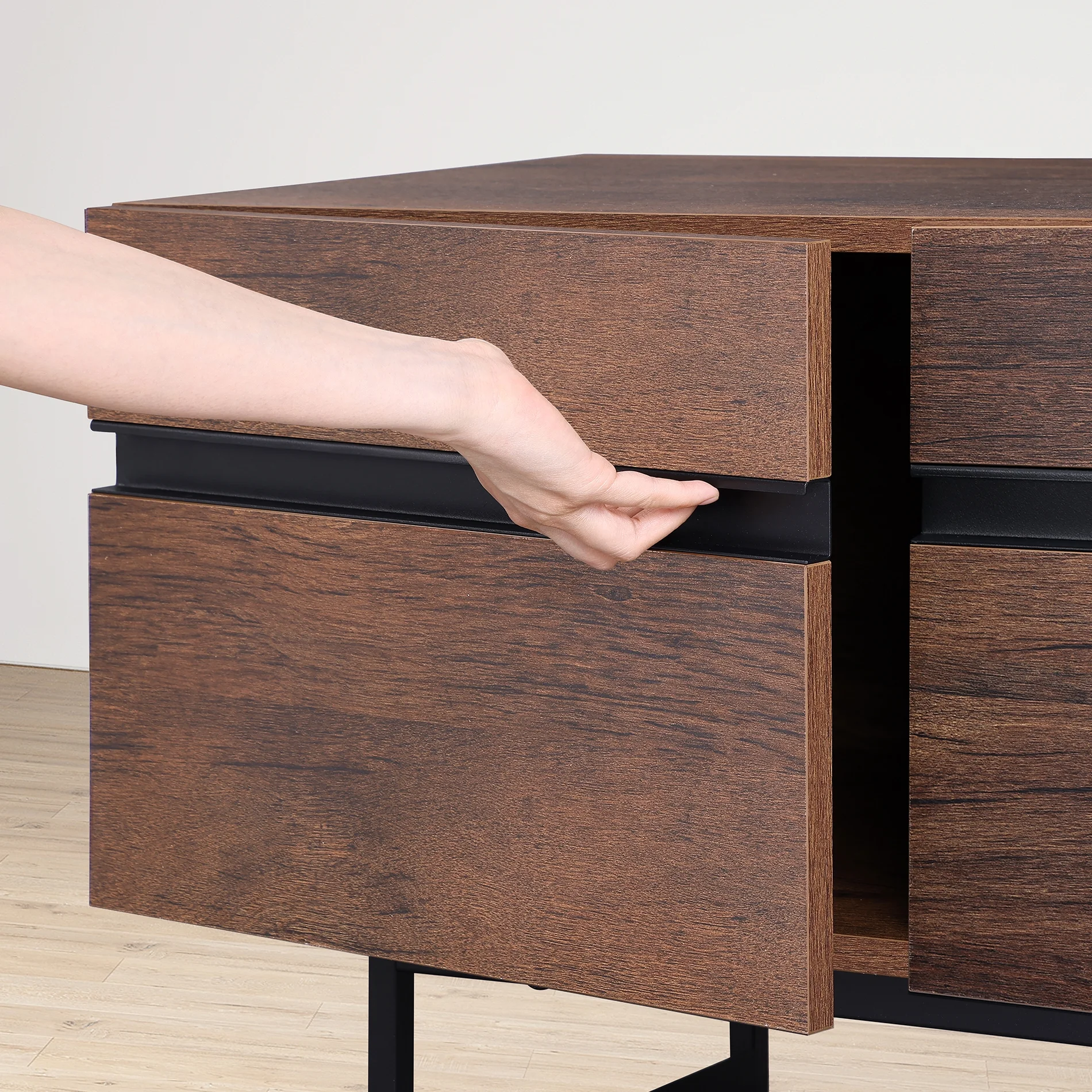 FITUEYES TV Stand with Drawers for TVs up to 75", Brown