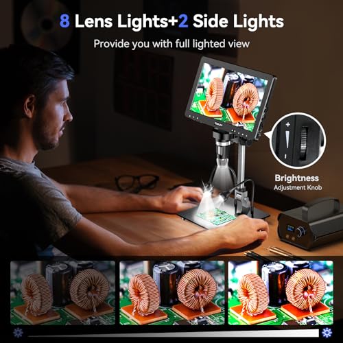 TOMLOV DM9 Max Digital Microscope: 20MP 10.1" 1500X HD IPS HDMI Coin Microscope Magnifier for Error Coins with Screen