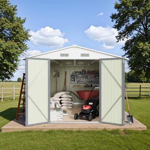 Greesum 5×3 FT Outdoor Storage Shed, Metal Storaged Sheds Without Floor, Tool Sheds with Lockable Doors and Sloping Roof for Garden, Patio, Backyard