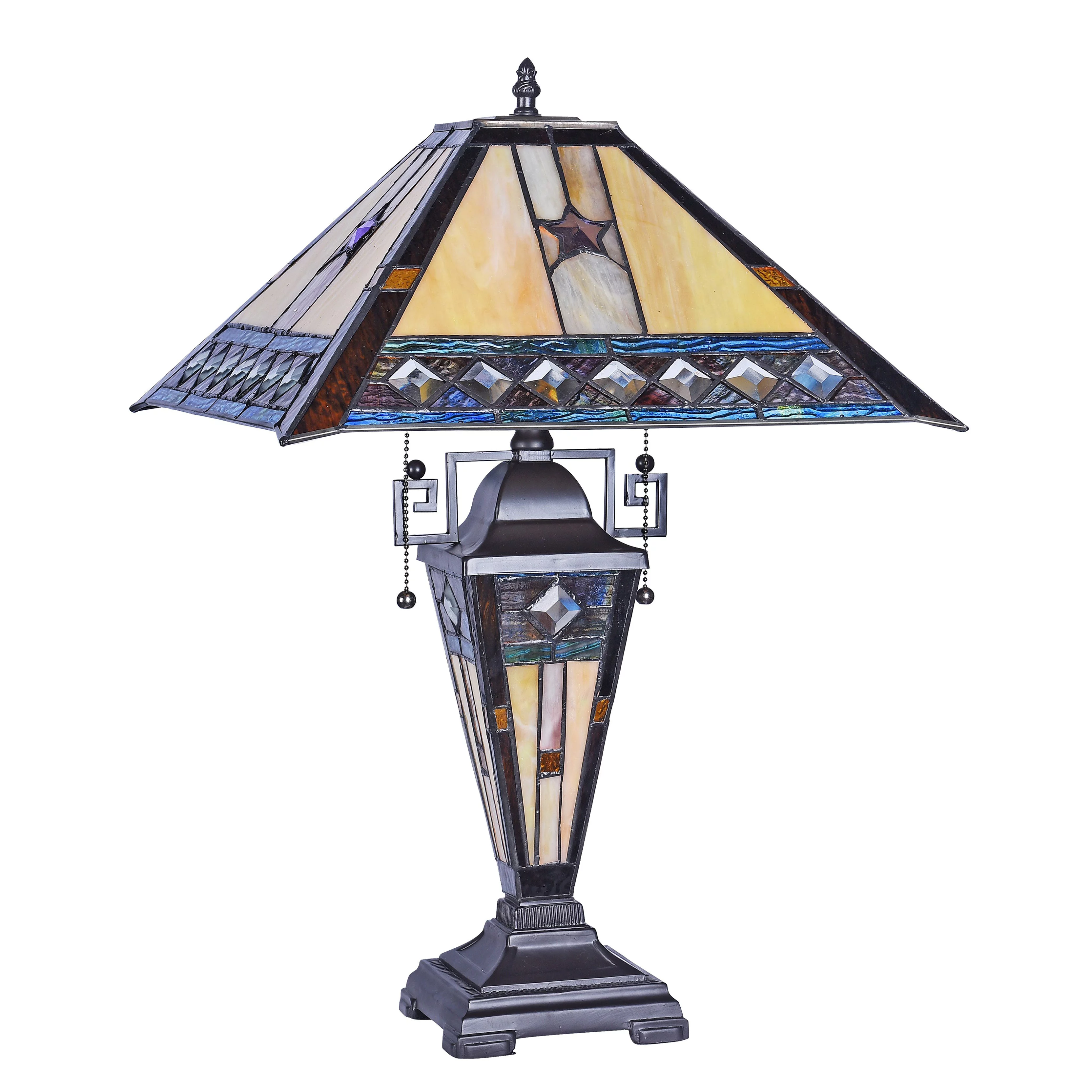 RADIANCE Goods Tiffany-Style 1 Light Double Lit Table Lamp 16" Wide