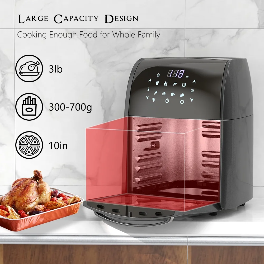 Air Fryer Max XL Digital Hot Oven Cooker, One Touch Screen with 8 Cooking Functions, Preset and Shake Reminder, 5.8 QT, Black