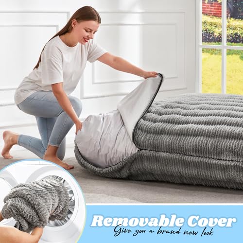 Hobestluk 3 in 1 Bean Bag Chair Giant Bean Bag Chairs Convertible Bean Bag Floor Cushion with Machine Washable Cover