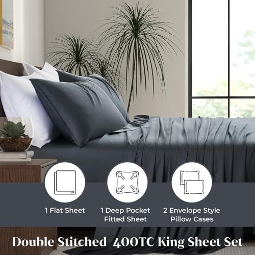 Luxury Bamboo Market | Queen Size Bed Sheet Set | 100% Viscose Made from Bamboo | Organically Grown | Ultra Soft | Cooling Sheets for Hot Sleepers |