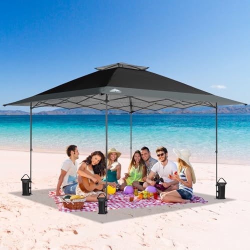 EAGLE PEAK 13x13 Straight Leg Pop Up Canopy Tent Instant Outdoor Canopy Easy Single Person Set up Folding Shelter w/Auto Extending Eaves 169 Square