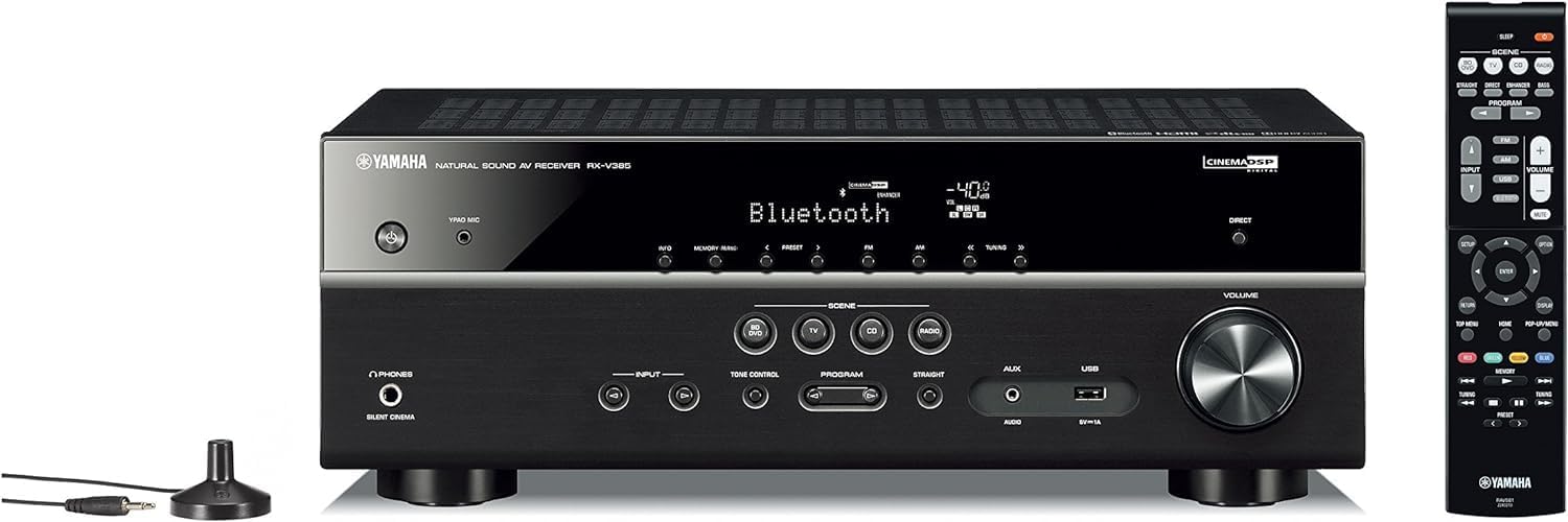 YAMAHA RX-V385 5.1-Channel 4K Ultra HD AV Receiver with Bluetooth