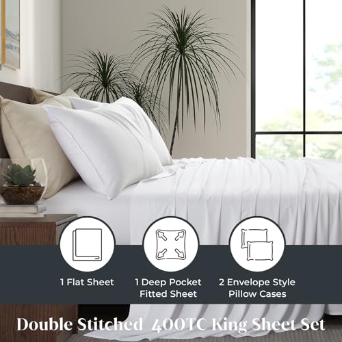 Luxury Bamboo Market | Queen Size Bed Sheet Set | 100% Viscose Made from Bamboo | Organically Grown | Ultra Soft | Cooling Sheets for Hot Sleepers |