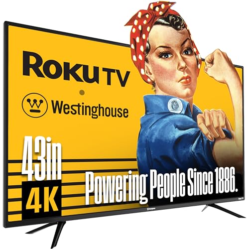 Westinghouse Roku TV - 43 Inch Smart TV, 4K UHD QLED Television w/HDR 10+, Dolby Vision, Wi-Fi & Mobile App Connectivity