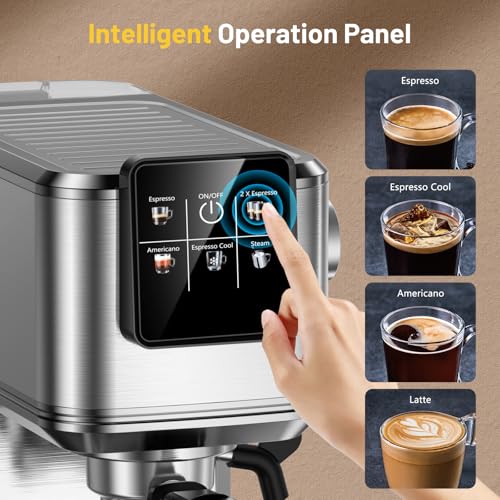 Espresso Coffee Machine with Milk Tank, 20Bar Hot & Iced Coffee Machine with Rapid Cold Brew