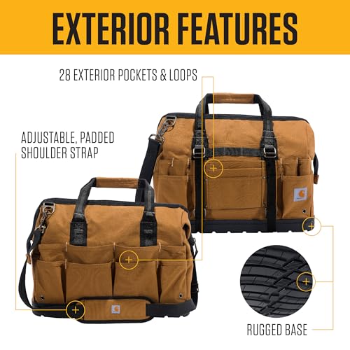 Carhartt Onsite Tool Bag, Durable Water-Resistant, Tool Storage Bag, Heavyweight w/Molded Base, 18-Inch, Carhartt Brown