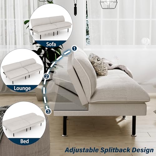 70" Futon Sofa Bed, 4 in 1 Multi-Function Couch Sleeper with Adjustable Backrest, Modern Convertible Futon, Recliner Small Loveseat for Living Room