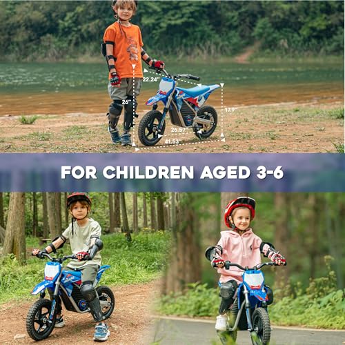 AIII Electric Dirt Bike for Kids 3-7, High Performance Racing Grade Motorcycle, Up to 8MPH, 2 Speed Settings, 12-Inch Off-Road Tires